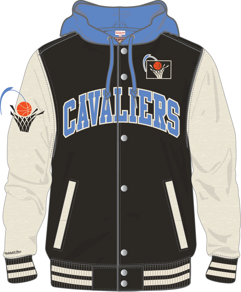 Mitchell & Ness Cleveland Cavaliers Black Courtside Fleece Button Front Jacket