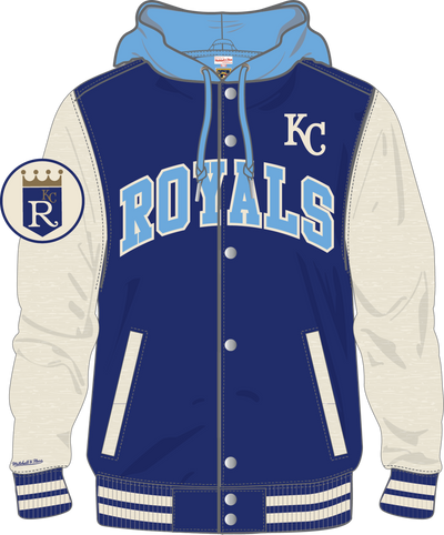 Mitchell & Ness Kansas City Royals Royal Courtside Fleece Button Front Jacket