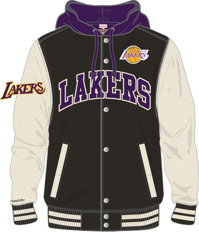 Mitchell & Ness Los Angeles Lakers Black Courtside Fleece Button Front Jacket