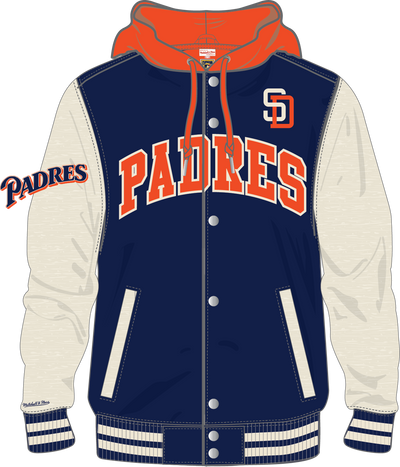 Mitchell & Ness San Diego Padres Navy Courtside Fleece Button Front Jacket