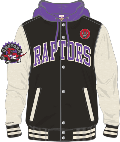 Mitchell & Ness Toronto Raptors Black Courtside Fleece Button Front Jacket