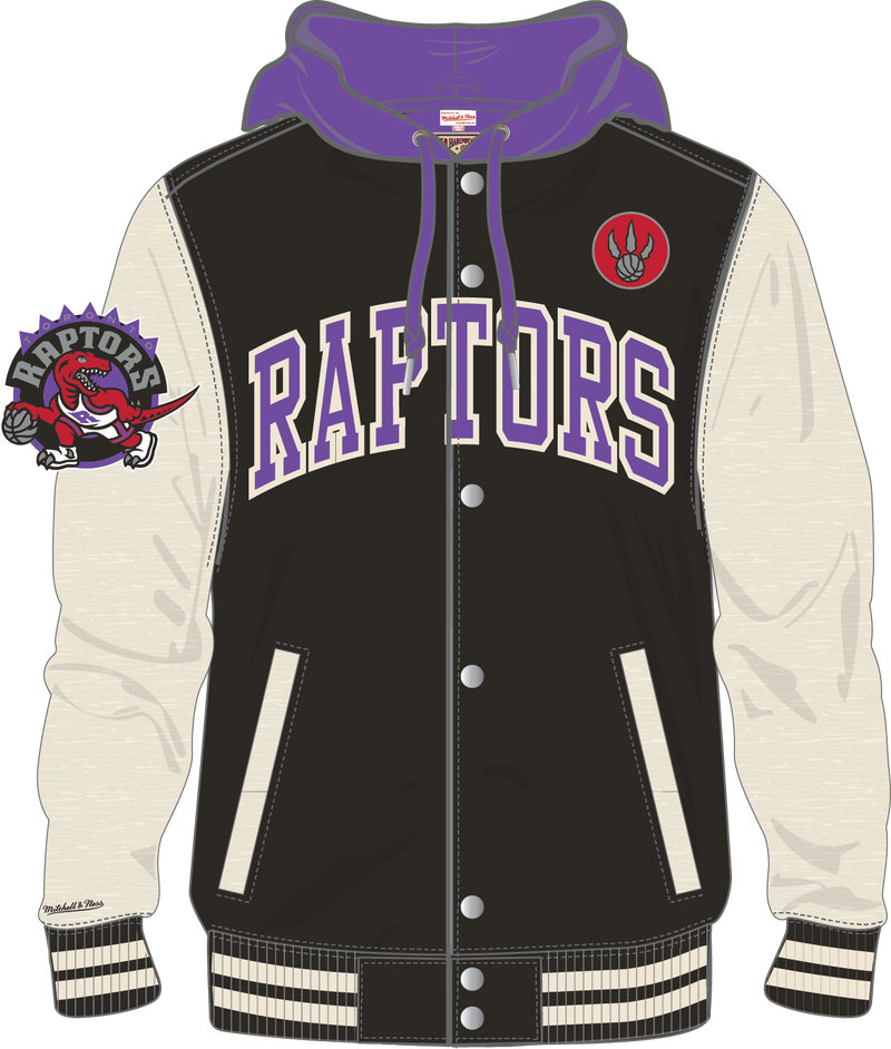 Mitchell & Ness Toronto Raptors Black Courtside Fleece Button Front Jacket