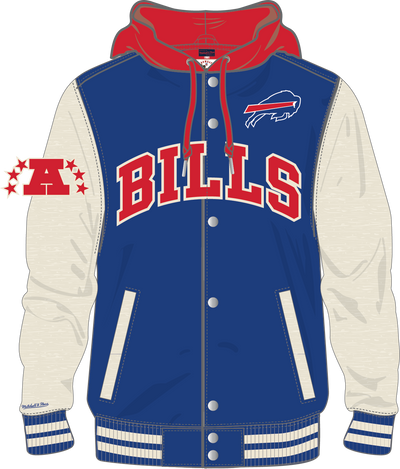 Mitchell & Ness Buffalo Bills Royal Courtside Fleece Button Front Jacket