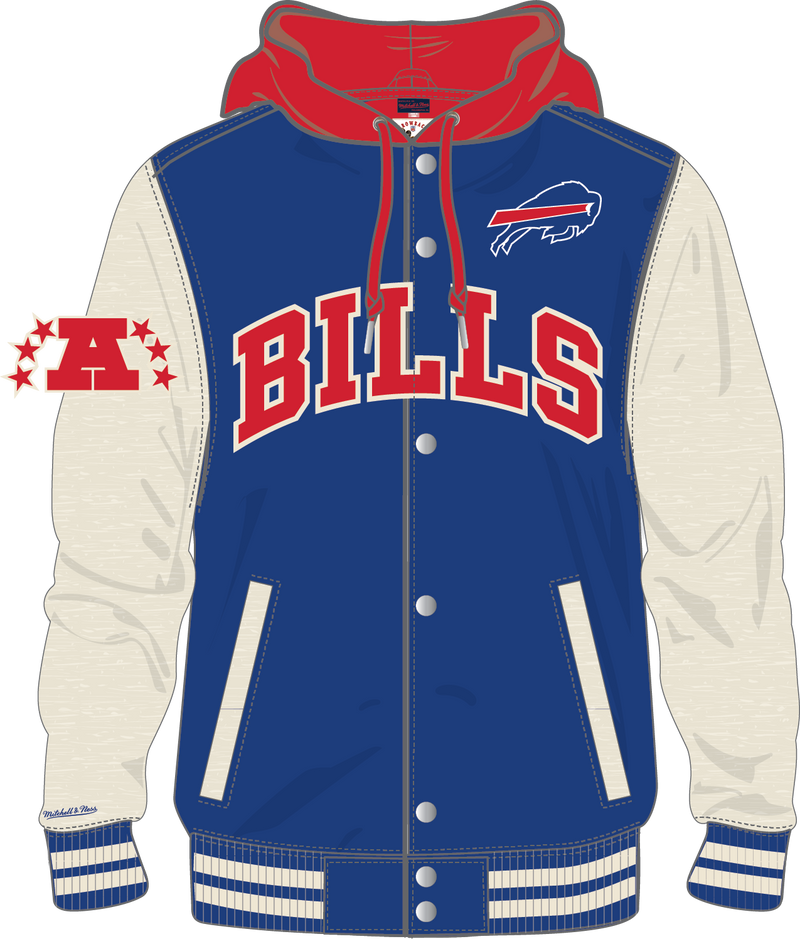 Mitchell & Ness Buffalo Bills Royal Courtside Fleece Button Front Jacket