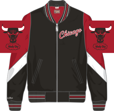 Mitchell & Ness Chicago Bulls Black Throw It Back Heavyweight Satin Jacket Vintage