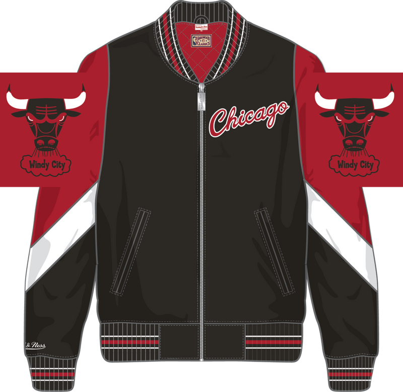 Mitchell & Ness Chicago Bulls Black Throw It Back Heavyweight Satin Jacket Vintage