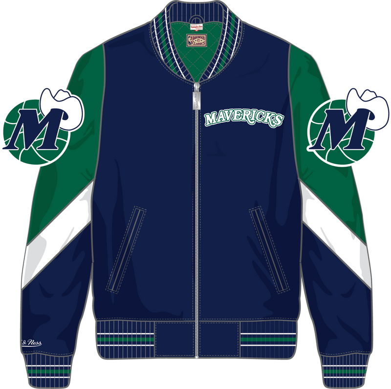 Mitchell & Ness Dallas Mavericks Navy Throw It Back Heavyweight Satin Jacket Vintage