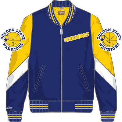 Mitchell & Ness Golden State Warriors Royal Throw It Back Heavyweight Satin Jacket Vintage