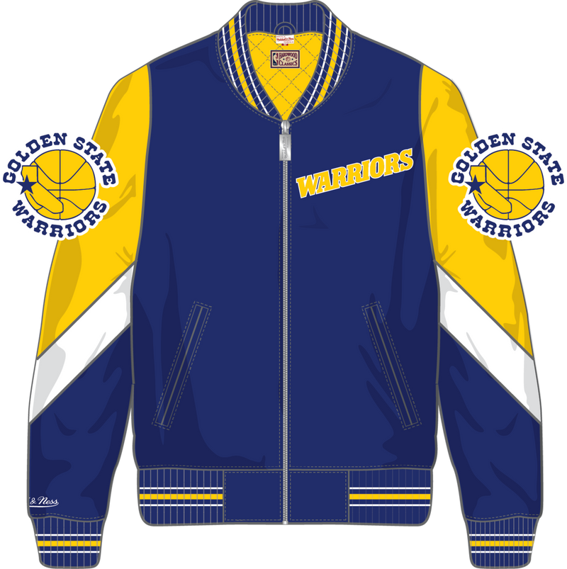 Mitchell & Ness Golden State Warriors Royal Throw It Back Heavyweight Satin Vintage Jacket