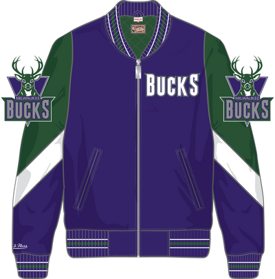 Mitchell & Ness Milwaukee Bucks Regal Purple Throw It Back Heavyweight Satin Jacket Vintage