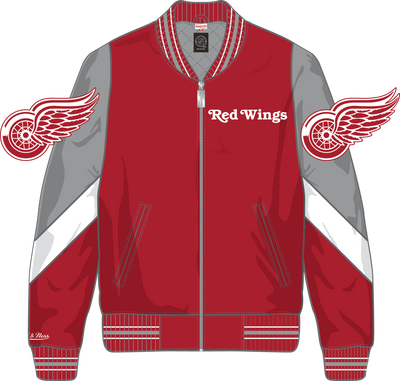Mitchell & Ness Detroit Red Wings Scarlet Throw It Back Heavyweight Satin Jacket Current