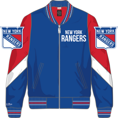 Mitchell & Ness New York Rangers Dallas Blue Throw It Back Heavyweight Satin Jacket Current