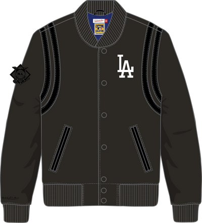 Mitchell & Ness Los Angeles Dodgers Black Walk the Tunnel Varsity Jacket