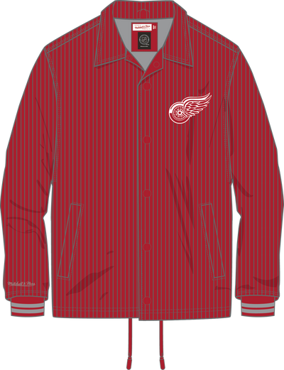 Mitchell & Ness Detroit Red Wings Scarlet Current Logo Off the Bus Corduroy Coaches Jacket