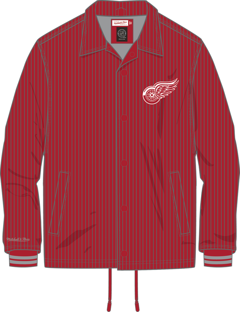 Mitchell & Ness Detroit Red Wings Scarlet Current Logo Off the Bus Corduroy Coaches Jacket