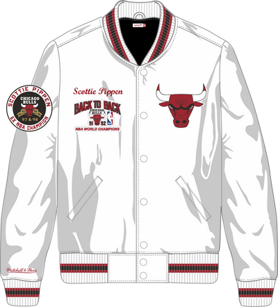 Mitchell & Ness Scottie Pippen Chicago Bulls White Legends Collection Satin Jacket