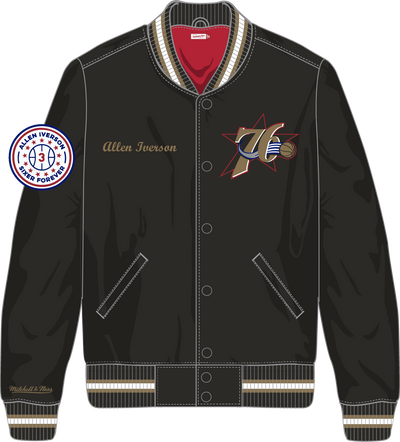Mitchell & Ness Allen Iverson Allen Iverson Philadelphia 76ers Black Legends Collection Satin Jacket