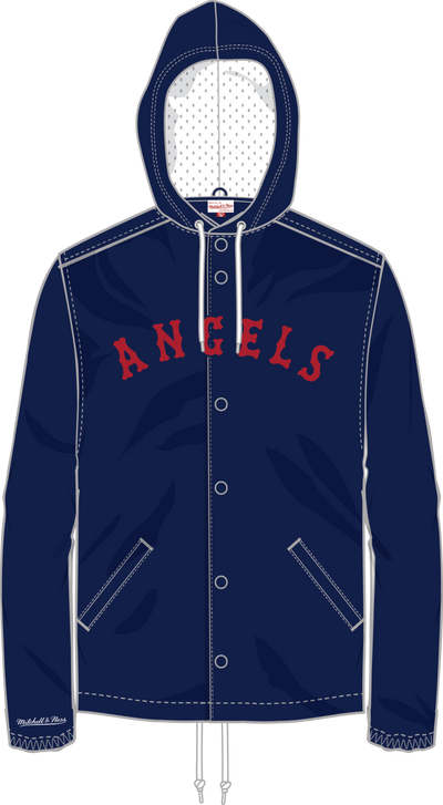 Mitchell & Ness Los Angeles Angels Navy Hooded Coaches Jacket