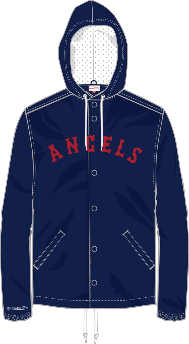 Mitchell & Ness Los Angeles Angels Navy Hooded Coaches Jacket