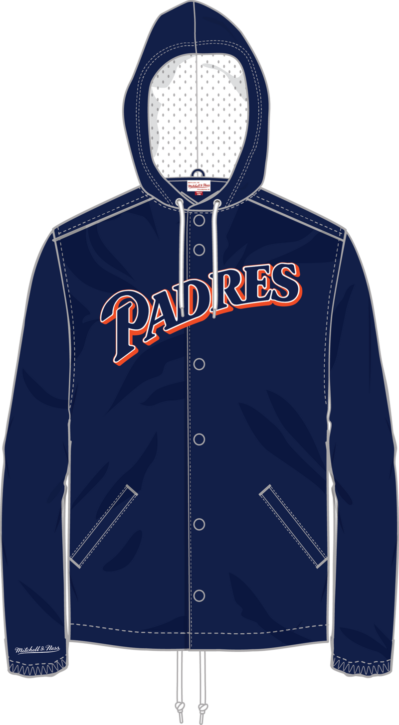 Mitchell & Ness San Diego Padres Navy Hooded Coaches Jacket