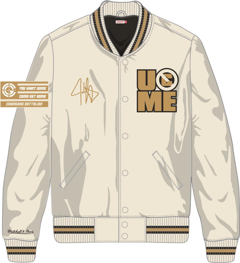 John Cena Mitchell & Ness Cream Sublimated Satin Jacket