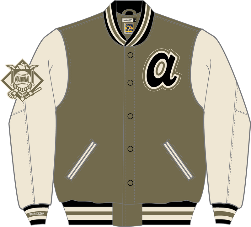 Mitchell & Ness Atlanta Braves Olive Off Day Varsity Jacket