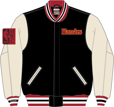 Mitchell & Ness Atlanta Hawks Black Off Day Varsity Jacket