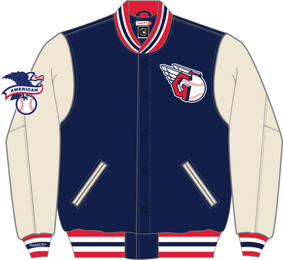 Mitchell & Ness Cleveland Guardians Navy Off Day Varsity Jacket