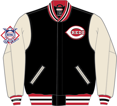 Mitchell & Ness Cincinnati Reds Black Off Day Varsity Jacket