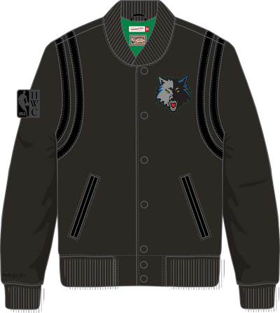 Mitchell & Ness Minnesota Timberwolves Black Hardwood Classics Nights Walk the Tunnel Varsity Jacket