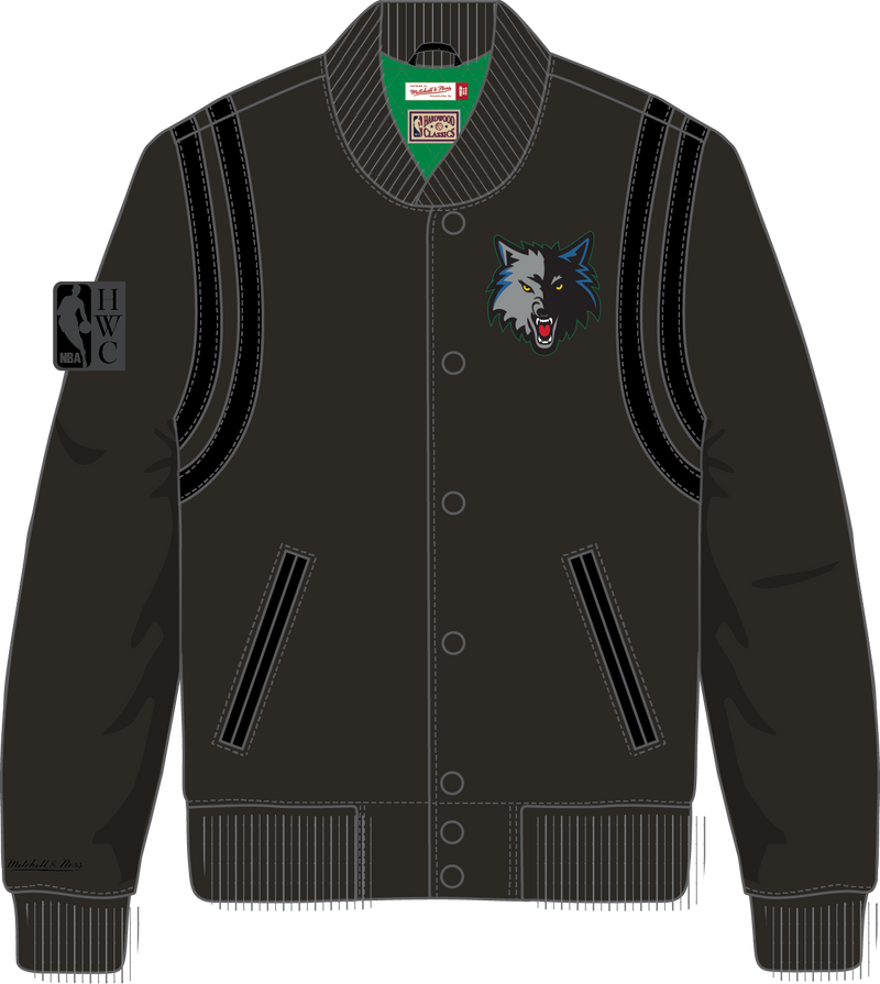 Mitchell & Ness Minnesota Timberwolves Black Hardwood Classics Nights Walk the Tunnel Varsity Jacket