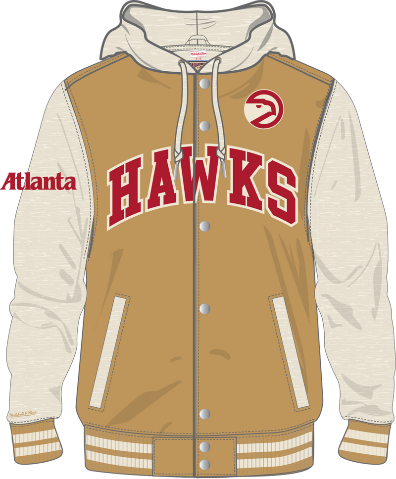 Mitchell & Ness Atlanta Hawks Dusted Collection Fleece Button Front Jacket