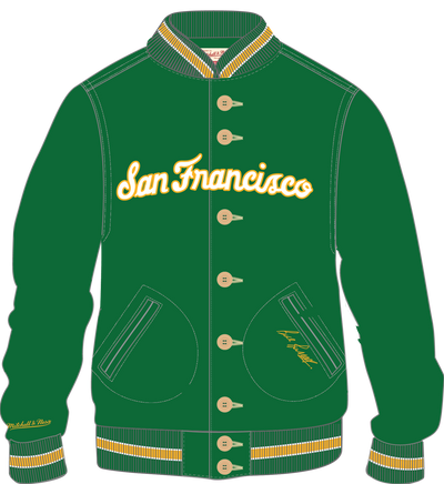 Mitchell & Ness University of San Francisco Bucks Green Satin Jacket Usf Dons