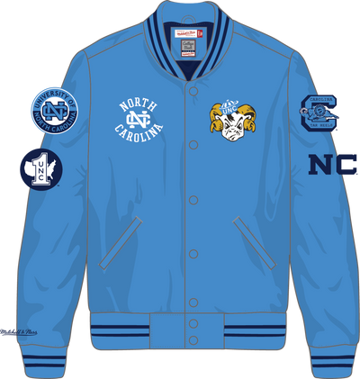 Mitchell & Ness North Carolina Tar Heels Light Blue Double Clutch Lightweight Satin Jacket