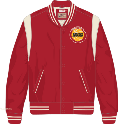 Mitchell & Ness Houston Rockets Scarlet Retro Roots Lightweight Satin Jacket
