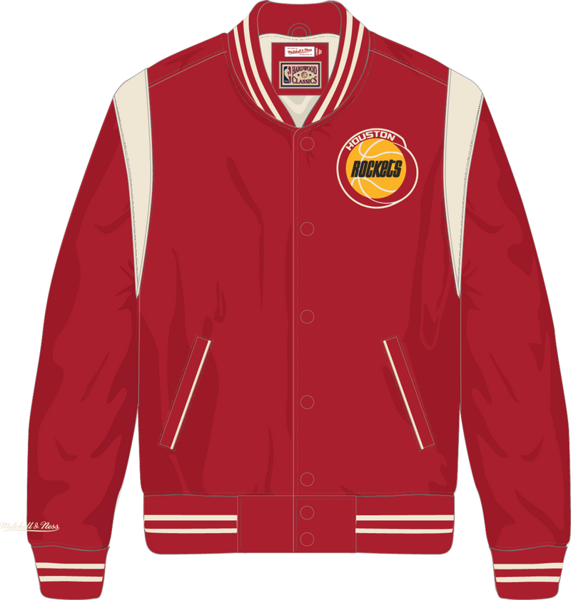 Mitchell & Ness Houston Rockets Scarlet Retro Roots Lightweight Satin Jacket