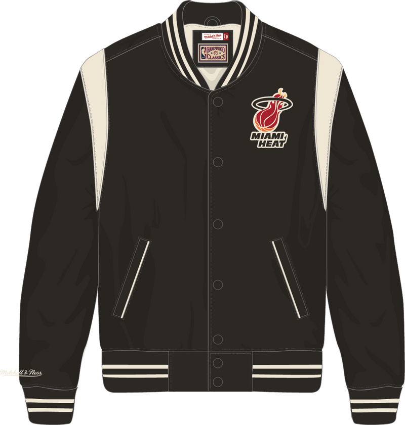 Mitchell & Ness Miami Heat Black Retro Roots Lightweight Satin Jacket