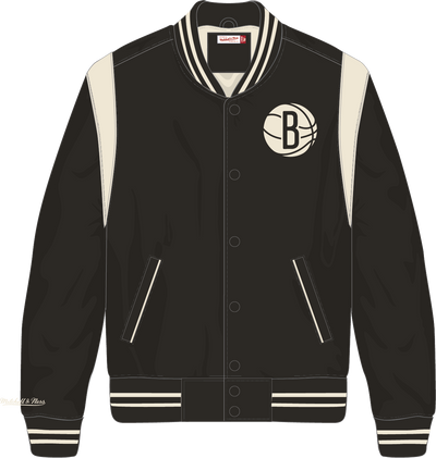 Mitchell & Ness Brooklyn Nets Black Retro Roots Lightweight Satin Jacket