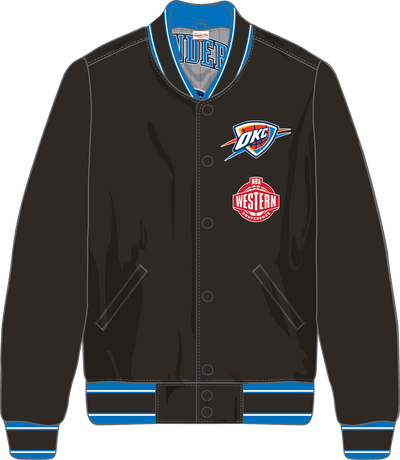 Mitchell & Ness Oklahoma City Thunder Black/Grey Too Maxxed Rally Satin Jacket