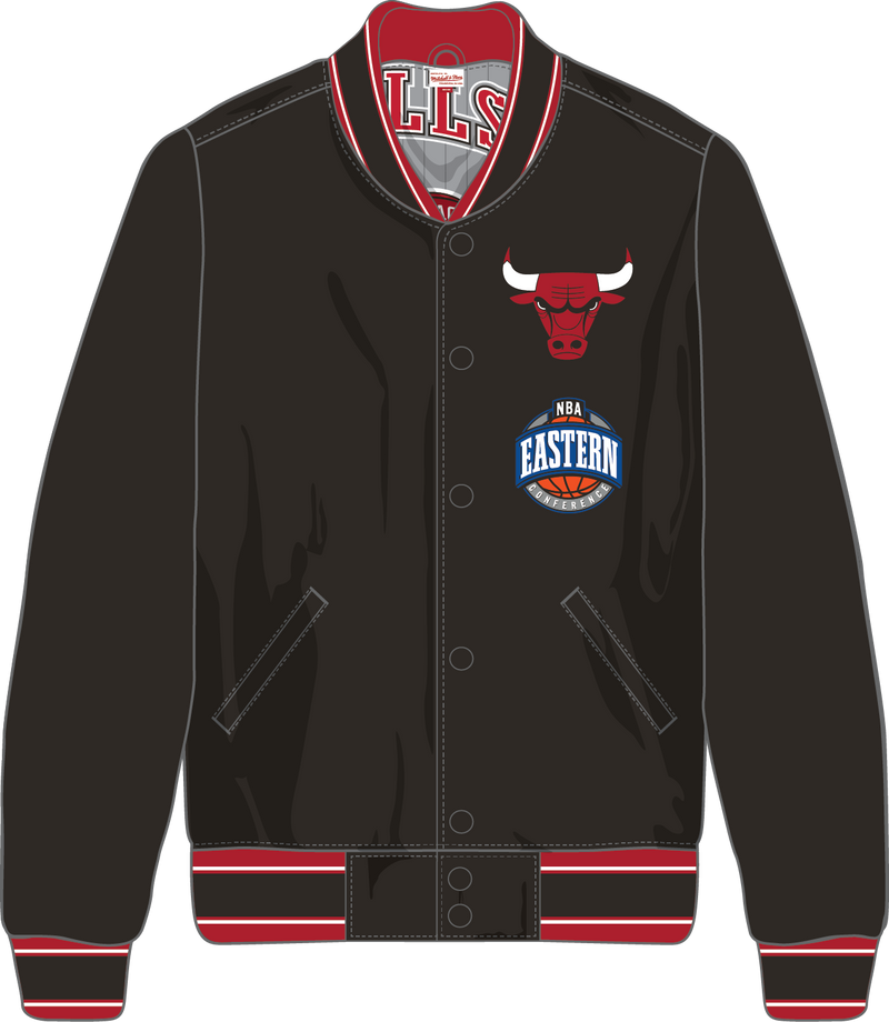Mitchell & Ness Chicago Bulls Black/Grey Too Maxxed Rally Satin Jacket