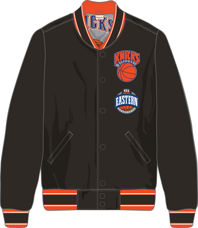 Mitchell & Ness New York Knicks Black/Grey Too Maxxed Rally Satin Jacket