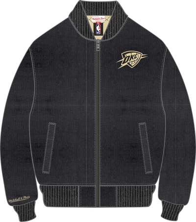 Mitchell & Ness Oklahoma City Thunder Black Cookies and Cream Bomber Jacket