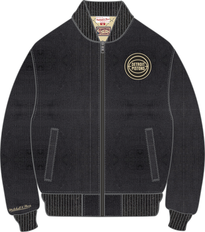Mitchell & Ness Detroit Pistons Black Cookies and Cream Bomber Jacket
