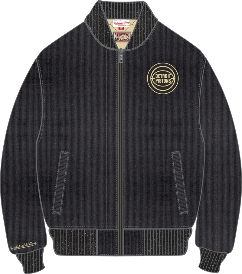 Mitchell & Ness Detroit Pistons Black Cookies and Cream Bomber Jacket