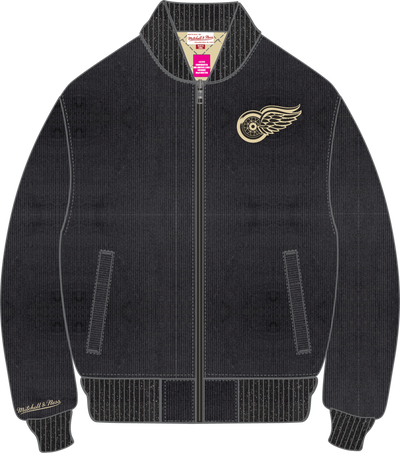 Mitchell & Ness Detroit Red Wings Black Cookies and Cream Bomber Jacket