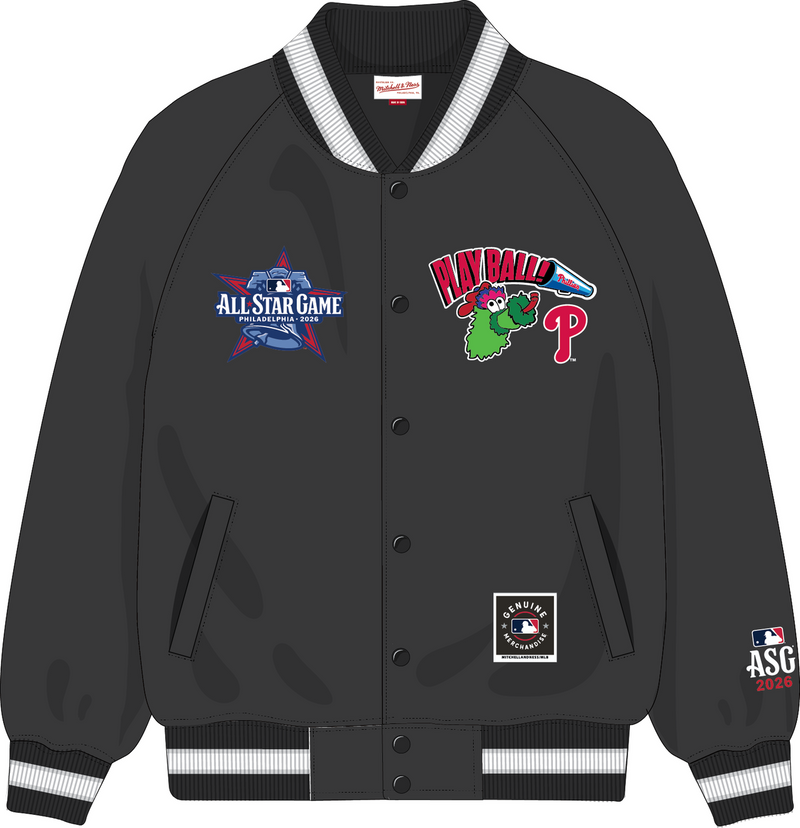 Mitchell & Ness All-Star 2026 Black Phillies Phanatic Lightweight Satin Jacket