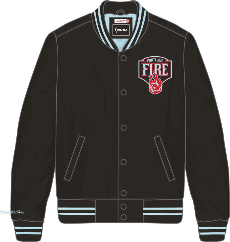 Mitchell & Ness Portland Fire Black Lightweight Satin Jacket