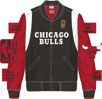 Mitchell & Ness Chicago Bulls Black Vintage Logo Team Origins Satin Jacket