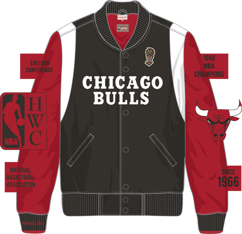 Mitchell & Ness Chicago Bulls Black Vintage Logo Team Origins Satin Jacket