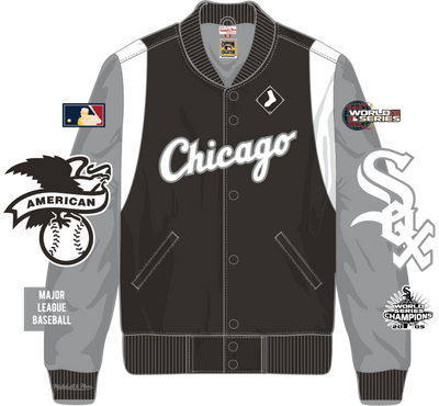 Mitchell & Ness Chicago White Sox Black Vintage Logo Team Origins Satin Jacket